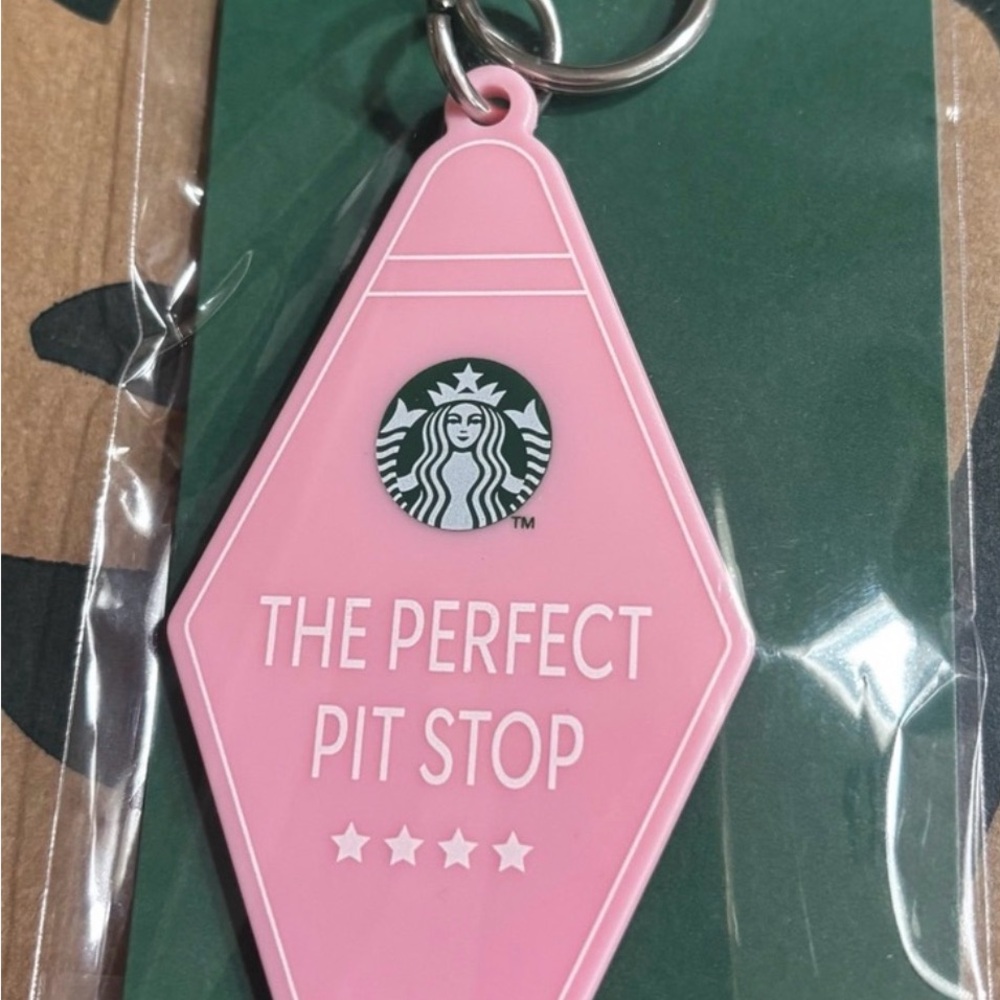 Starbucks Hit the road  Pink Keychain - The Perfect Pit Stop